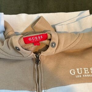 Guess Tan and White Hoodie